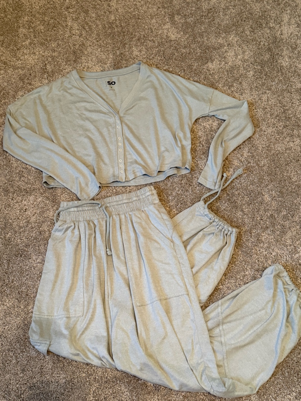 SO Light Sage Green 2-Piece Pajama Set